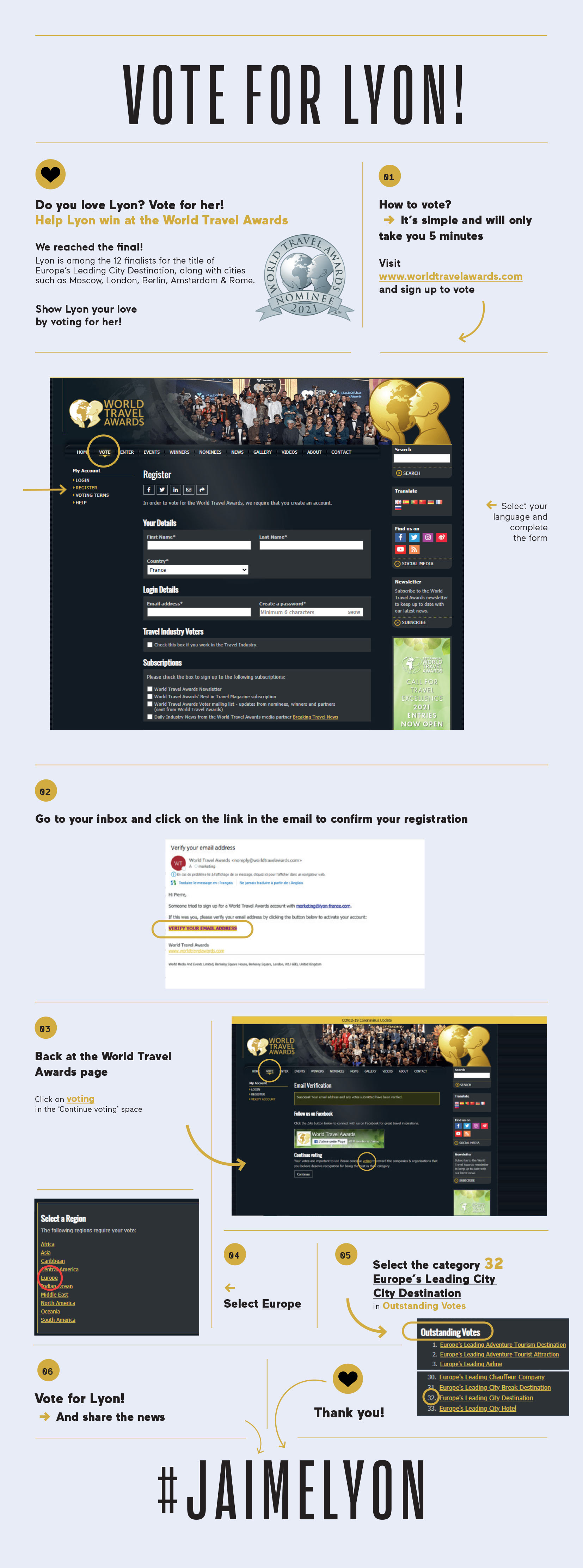 Tutorial Vote Lyon World Travel Awards 2021