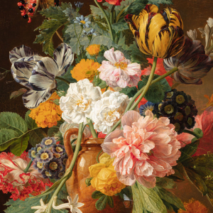 Jan Frans van Dael, Vase de fleurs avec une tubéreuse cassée, 1807. Huile sur bois © MBA Lyon / photo Martial Couderette